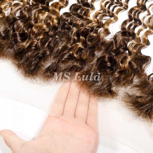 Deep Wave #4/27 Highlight Virgin Human Hair 4x4 13x4 Transparent Lace Closure/Frontal | Human Hair Wig | Lace Front